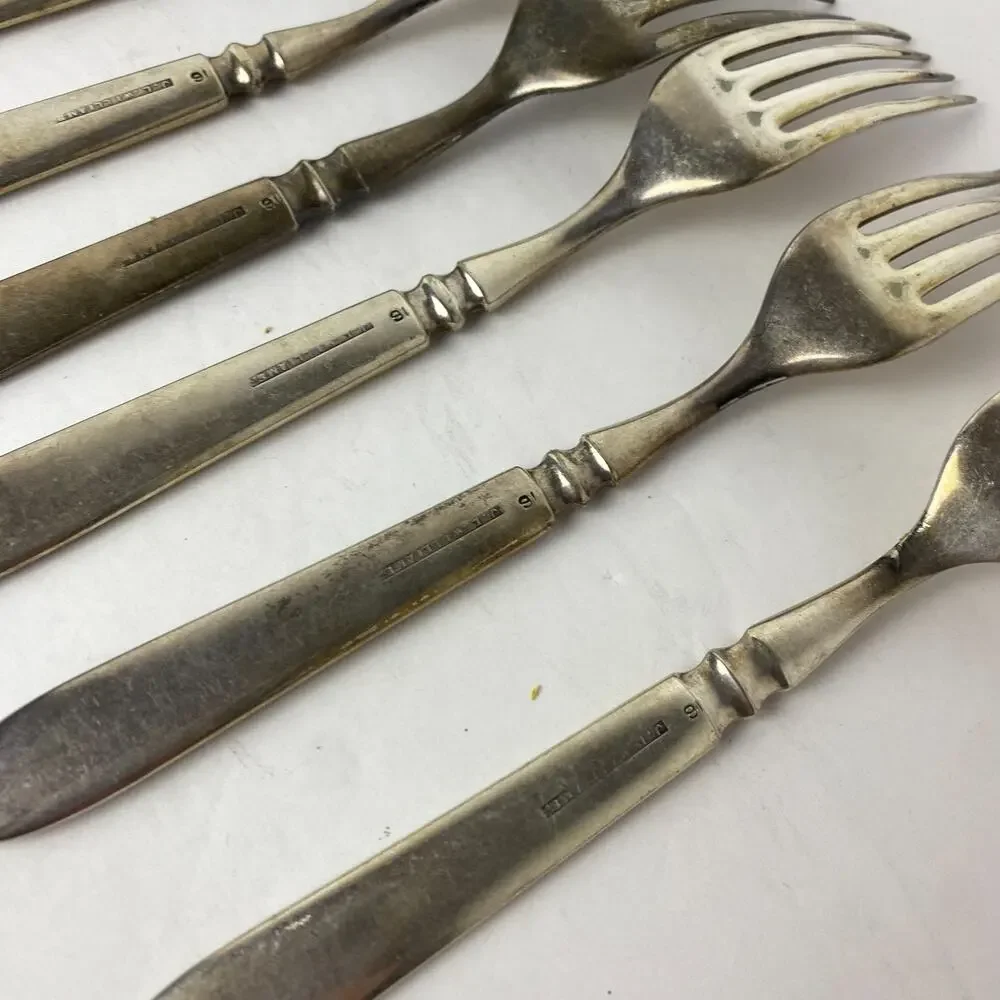 Antique JL Williams Forks Lot of 6 Silverplate Warranted 16